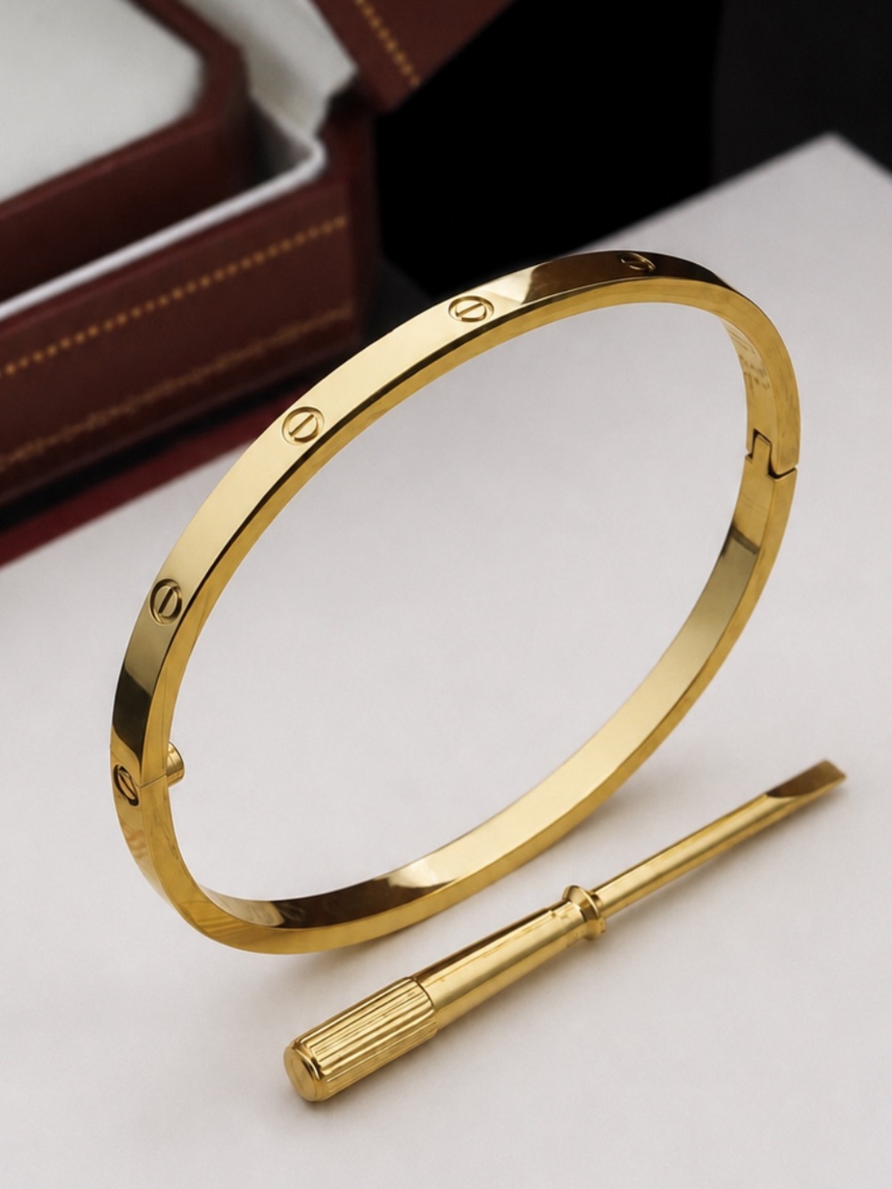 Stamped Love Thin Gold Bangle Bracelet  No Stones